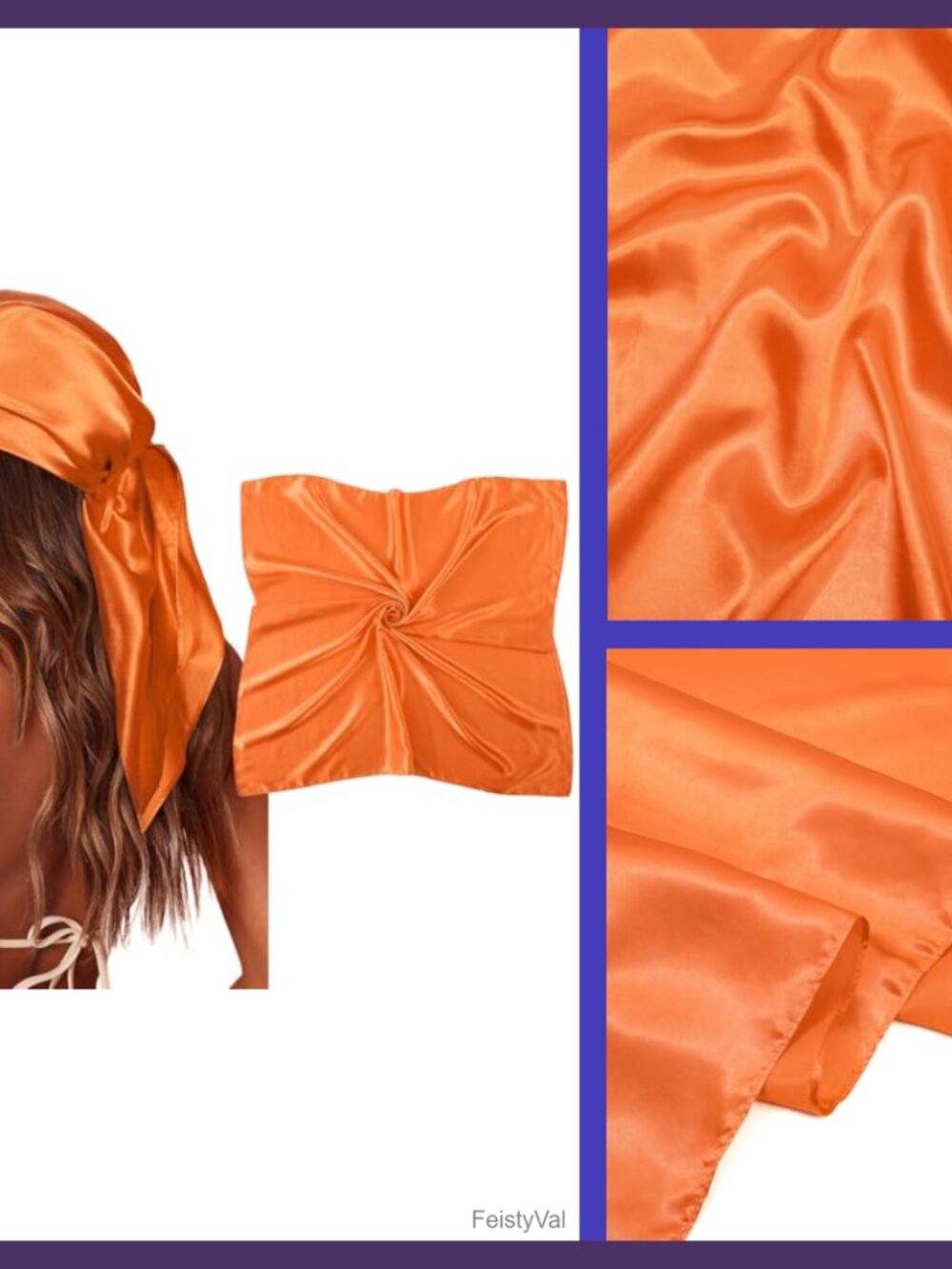 35" Square Satin Head Scarf Silk-Like Hair Wrap Bandana for Women